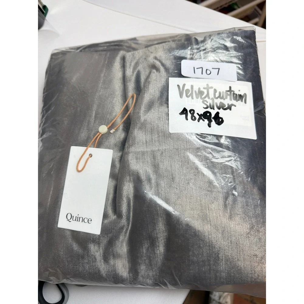 New QUINCE Slate Luster‎ Velvet Curtain Cotton Lined 48 x 96